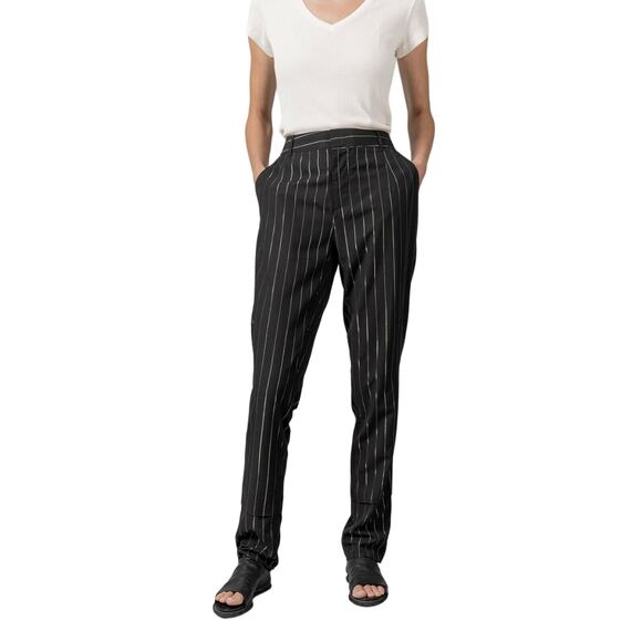 RTA NEW $525 Joan Pegged Pinstripe Pant in Black/Silver Size 26 - Picture 3 of 7